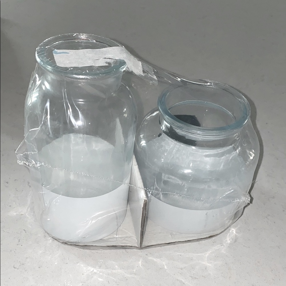 Bullseye Glass Vases Set of 2 Clear Frosted Base Home Decor Accent